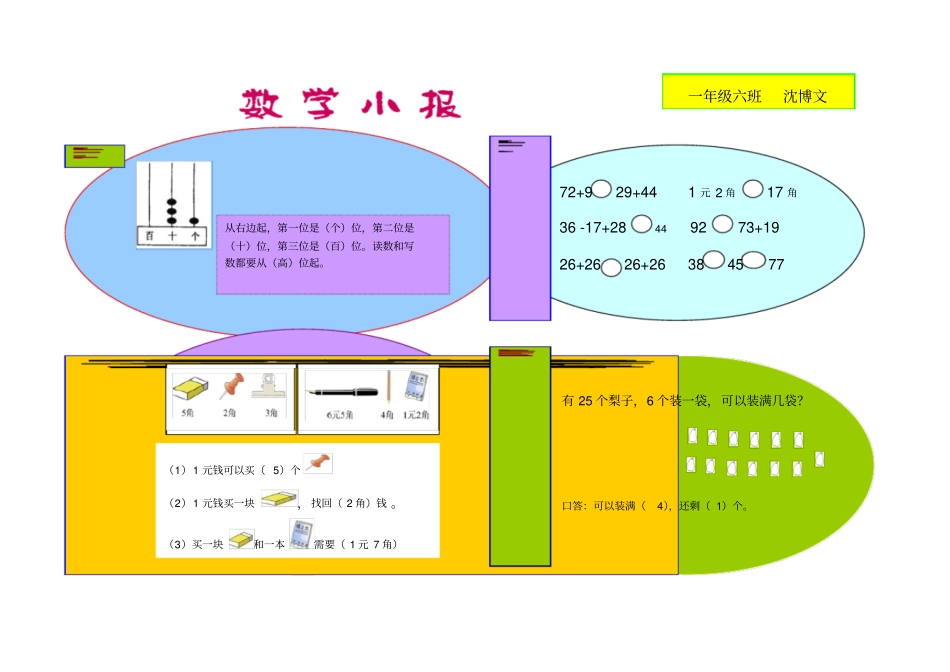 一年级数学小报电子版_第1页