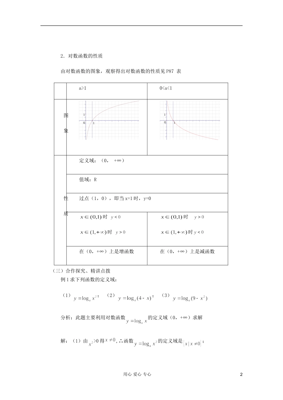 山东省临清市高中数学 2.2.2-3 对数函数的性质的应用全套教案 新人教A版必修1_第2页