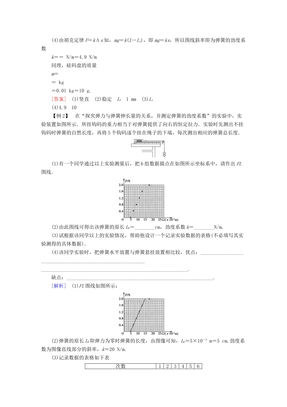 高中物理 第2章 实验2 探究弹力与弹簧伸长的关系教案 教科版必修1-教科版高一必修1物理教案_第3页