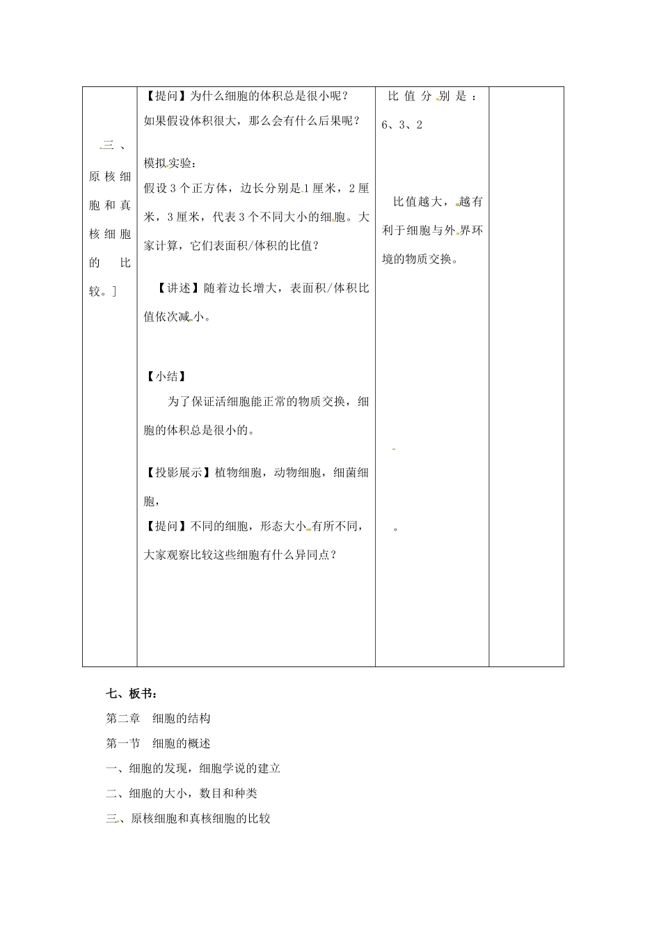 浙江省义乌三中高中生物《细胞概述》教案 浙科版必修1_第3页