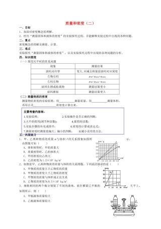 中考物理专题复习 质量和密度（二）学案-人教版初中九年级全册物理学案