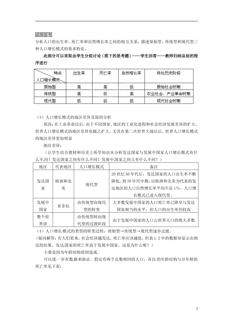 辽宁省大连市四十四中高中地理 《1.1人口的数量变化》教案二 新人教版必修2_第2页