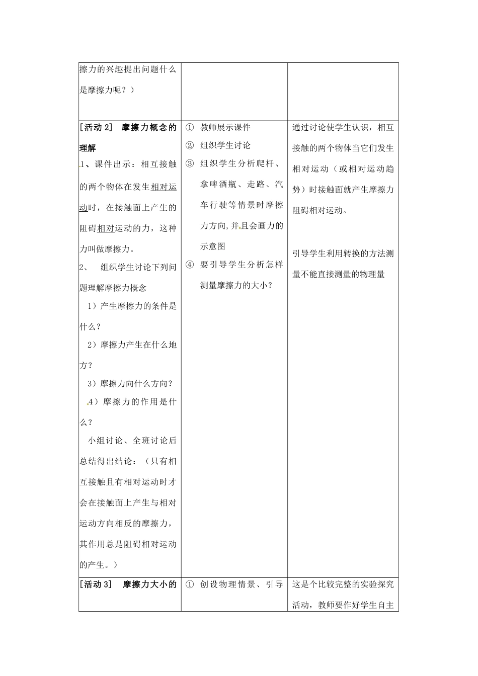 2014年春八年级物理下册 8.3 摩擦力教案一 苏科版_第3页