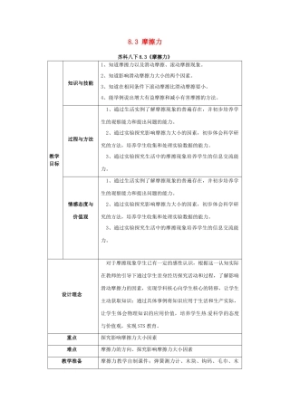 2014年春八年级物理下册 8.3 摩擦力教案一 苏科版