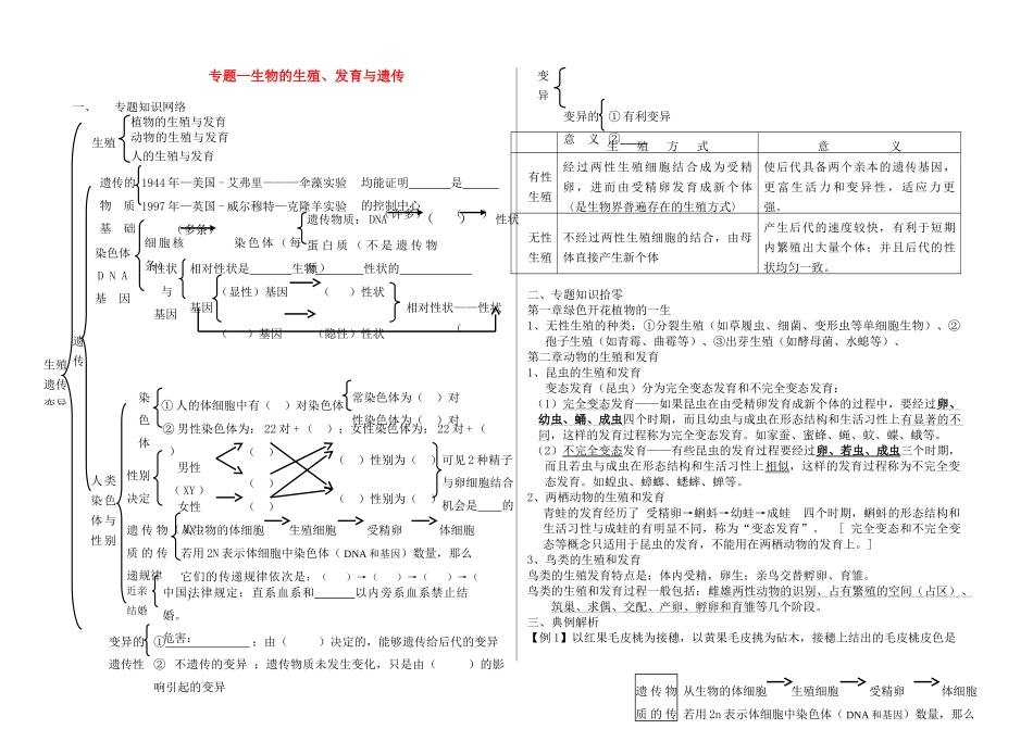 2010年山东省潍坊八年级生物的遗传和变异教案全国通用_第1页