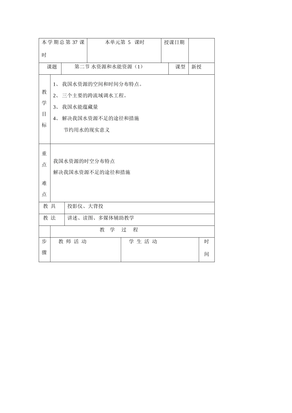 八年级地理上册：第三章第三节 中国的水资源（学案）湘教版_第1页