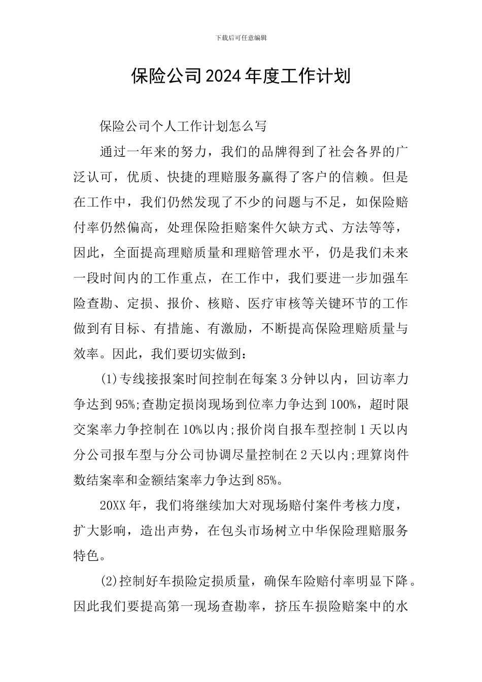 保险公司2024年度工作计划_第1页