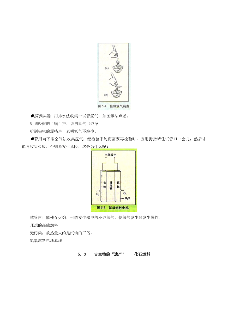 2011-2012学年九年级化学 5.1 洁净的燃料―氢气 5.3 古生物“遗产”—化石燃料教案  粤教版_第3页