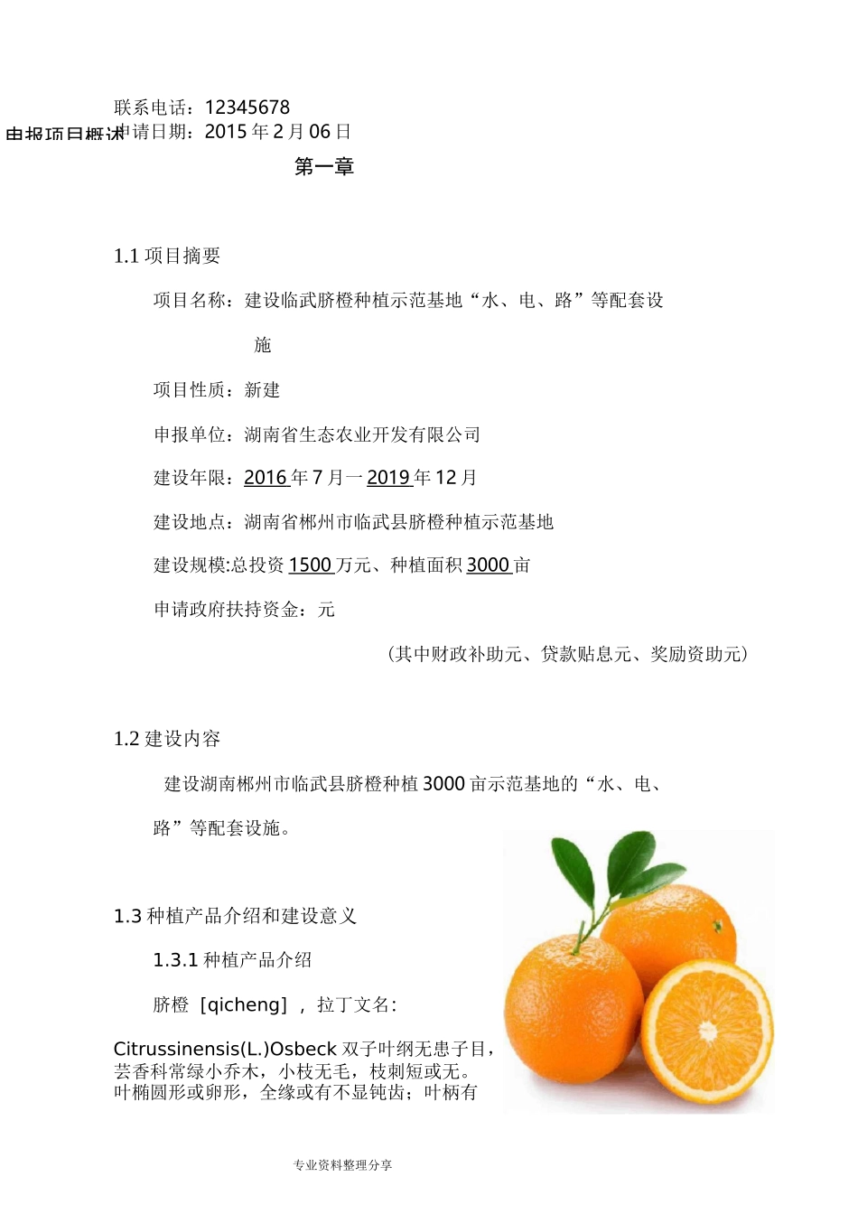水肥一体化资金申请报告书_第2页