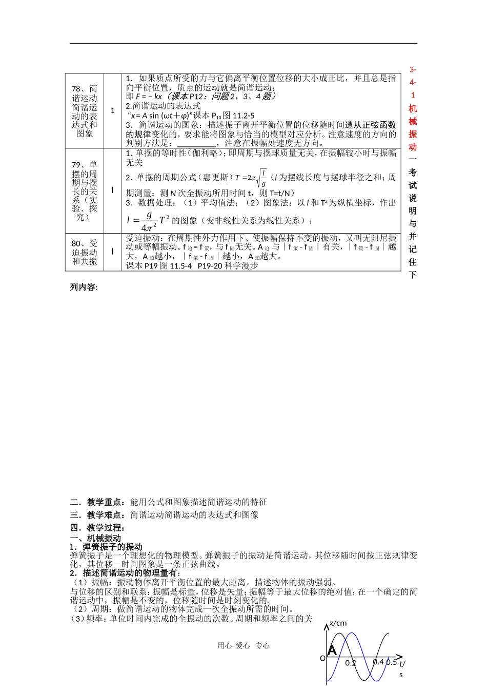 高中物理：《机械振动》教案（新人教选修3-4）_第1页