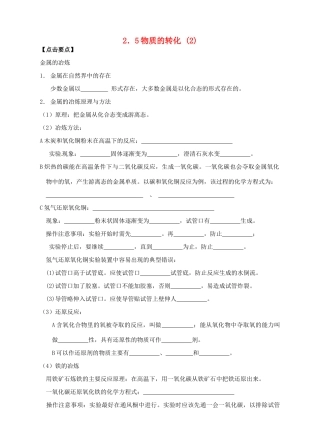 九年级科学上册 2.5 物质的转化（2）学案 （新版）浙教版-（新版）浙教版初中九年级上册自然科学学案