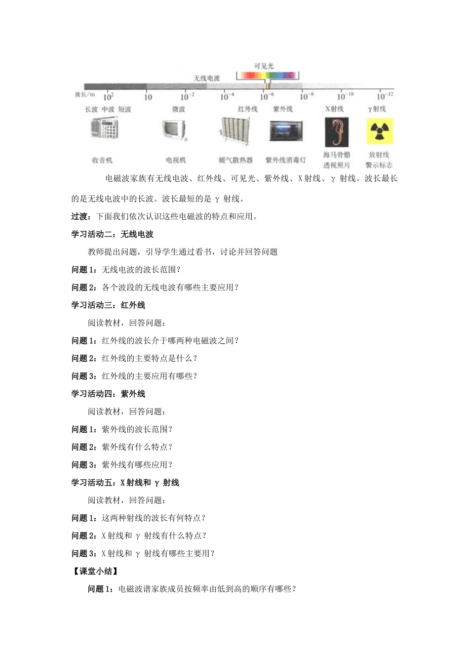 高中物理 第三章 电磁振荡 电磁波 第3节 电磁波谱电磁波的应用教案 教科版选修3-4-教科版高二选修3-4物理教案_第2页