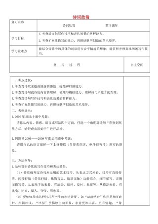 江苏省灌南县中考语文专项复习 诗词欣赏（第3课时）学案-人教版初中九年级全册语文学案