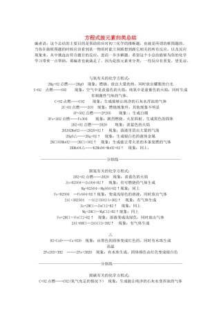 河南省洛阳市第二外国语学校九年级化学 方程式总结及现象学案