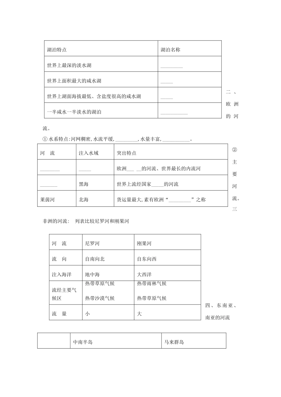 山东省滨州市中考地理 河流和湖泊复习学案-人教版初中九年级全册地理学案_第2页