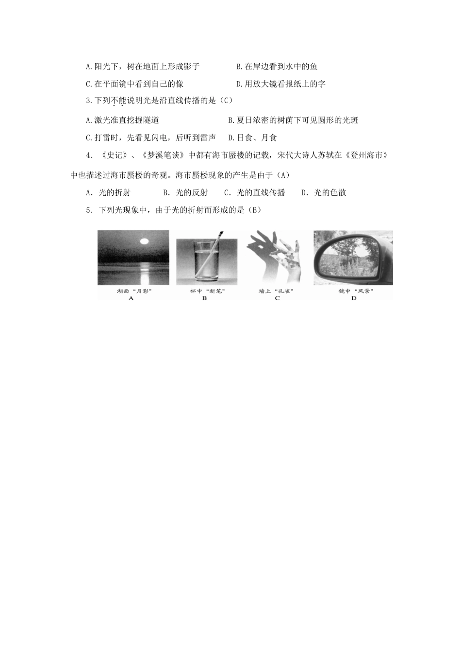 中考物理 第四章 光现象复习导学案-人教版初中九年级全册物理学案_第3页