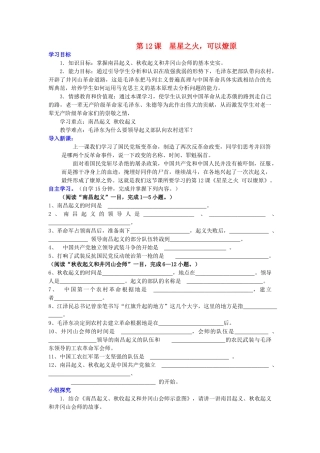 八年级历史上册 第13课《星星之火，可以燎原》学案 鲁教版