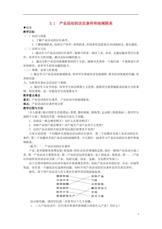 湖南省蓝山二中高一地理 3.1《产业活动的区位条件和地域联系》教案 新人教版