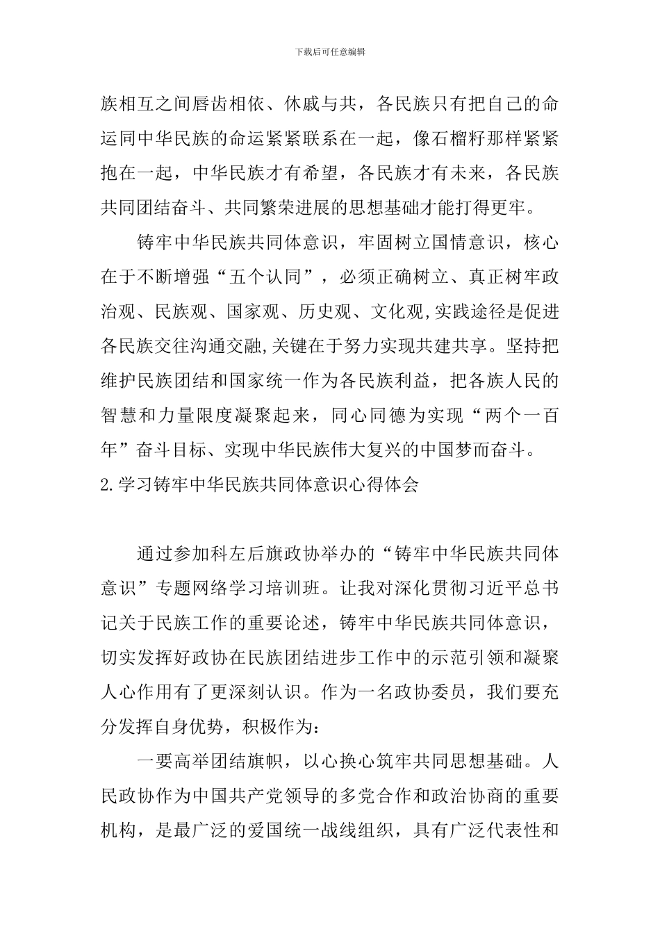 学习铸牢中华民族共同体意识心得体会【12篇】_第2页