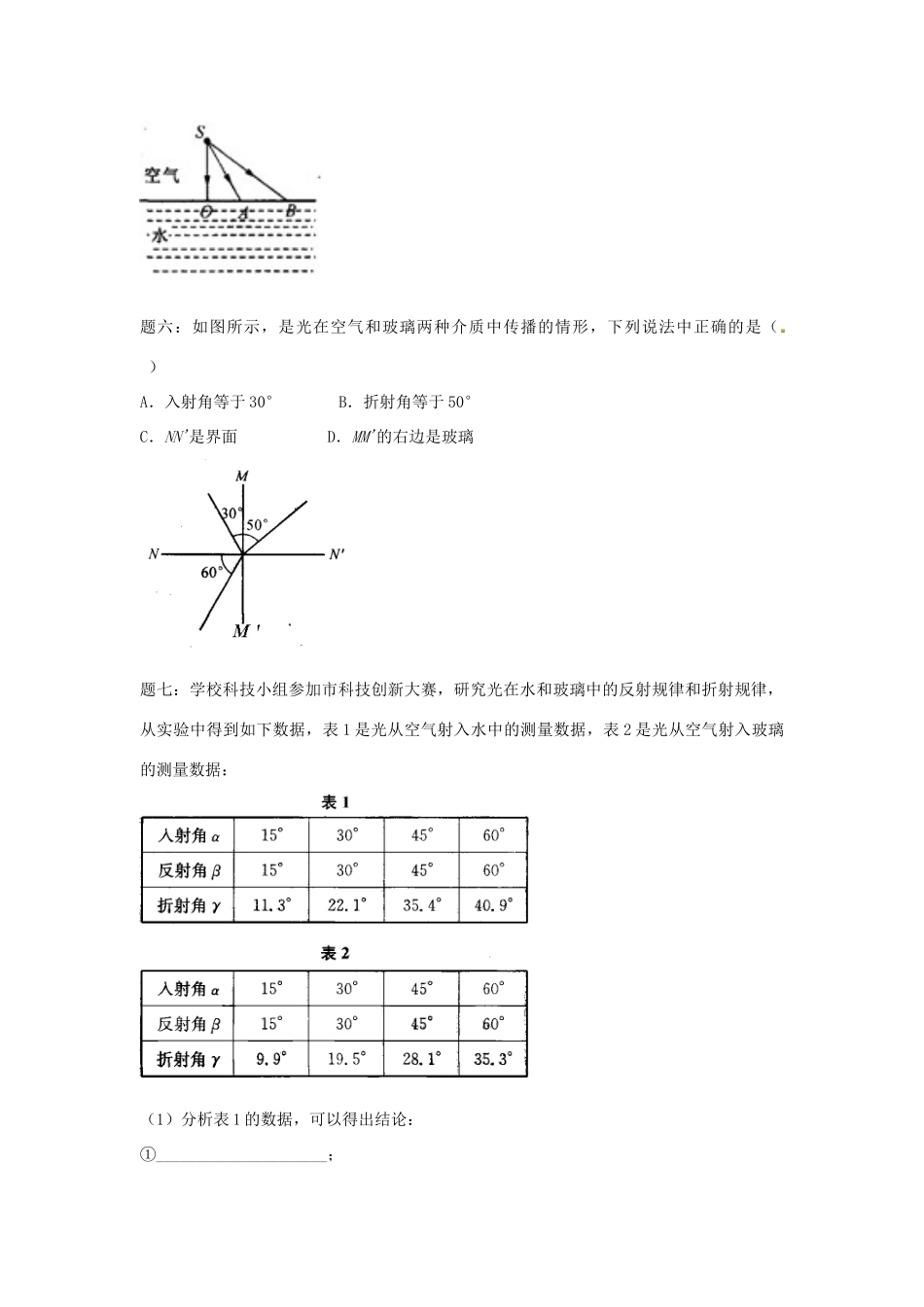 （同步复习精讲辅导）北京市2014-2015学年八年级物理上册 知识点22 光的折射课后练习一（含详解）（新版）新人教版_第2页