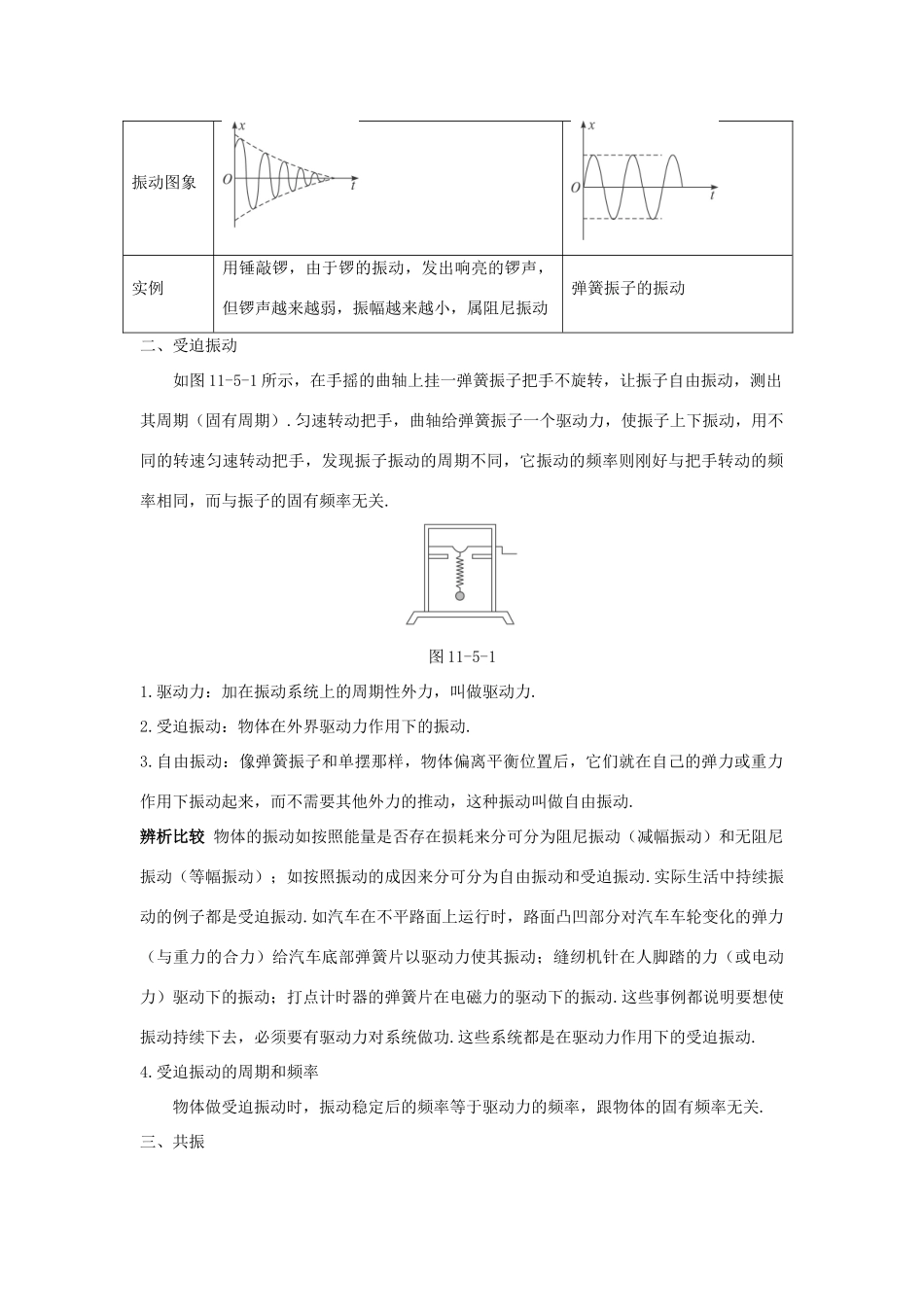 高中物理 第十一章 5 外力作用下的振动教材梳理教案 新人教版选修3-4-新人教版高二选修3-4物理教案_第2页