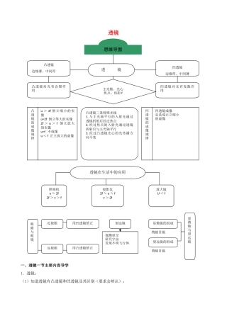 八年级物理上册 专题五 透镜及其应用 第1节 透镜导学案 （新版）新人教版-（新版）新人教版初中八年级上册物理学案