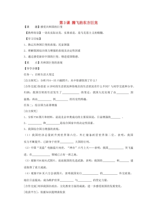九年级政治全册 第三课 腾飞的东方巨龙导学案 鲁教版-鲁教版初中九年级全册政治学案
