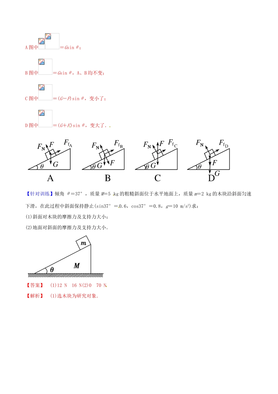 高中物理 第三章 相互作用章末总结（讲）（基础版，含解析）新人教版必修1-新人教版高一必修1物理教案_第3页