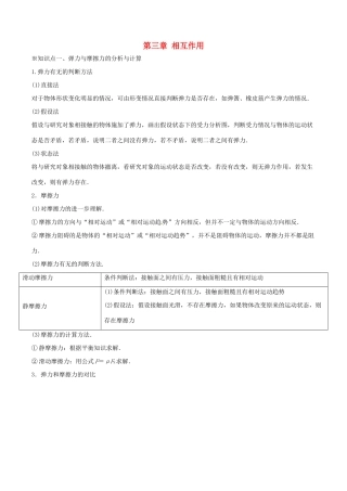 高中物理 第三章 相互作用章末总结（讲）（基础版，含解析）新人教版必修1-新人教版高一必修1物理教案