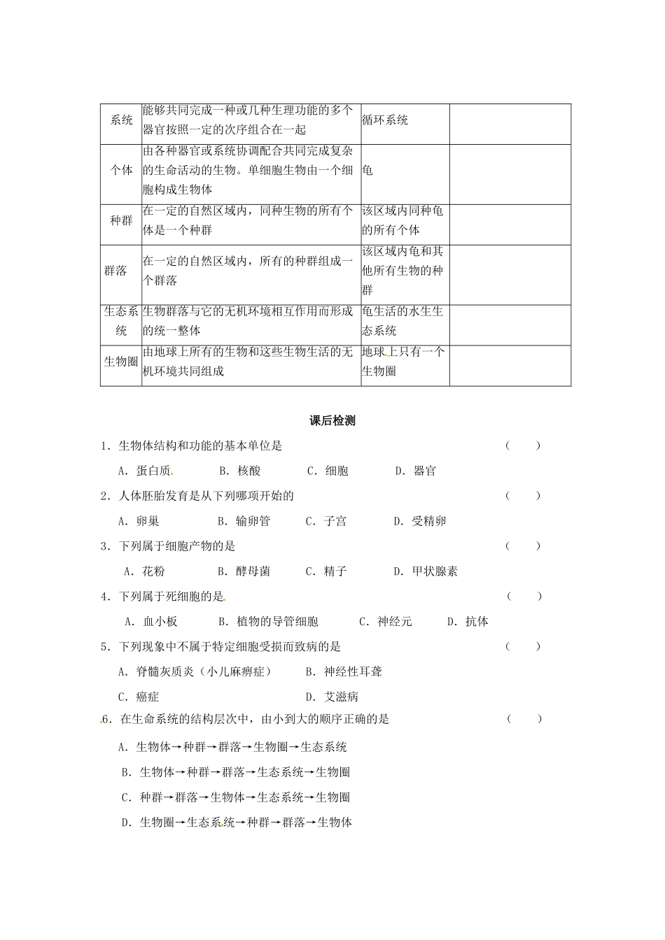 辽宁省庄河市第六高级中学高一生物上册《11从生物圈到细胞》教案_第3页