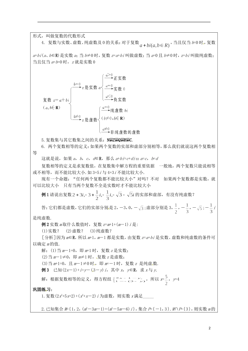 江苏省连云港市灌云县四队中学高中数学 复数的概念教案 苏教版选修2-2_第2页