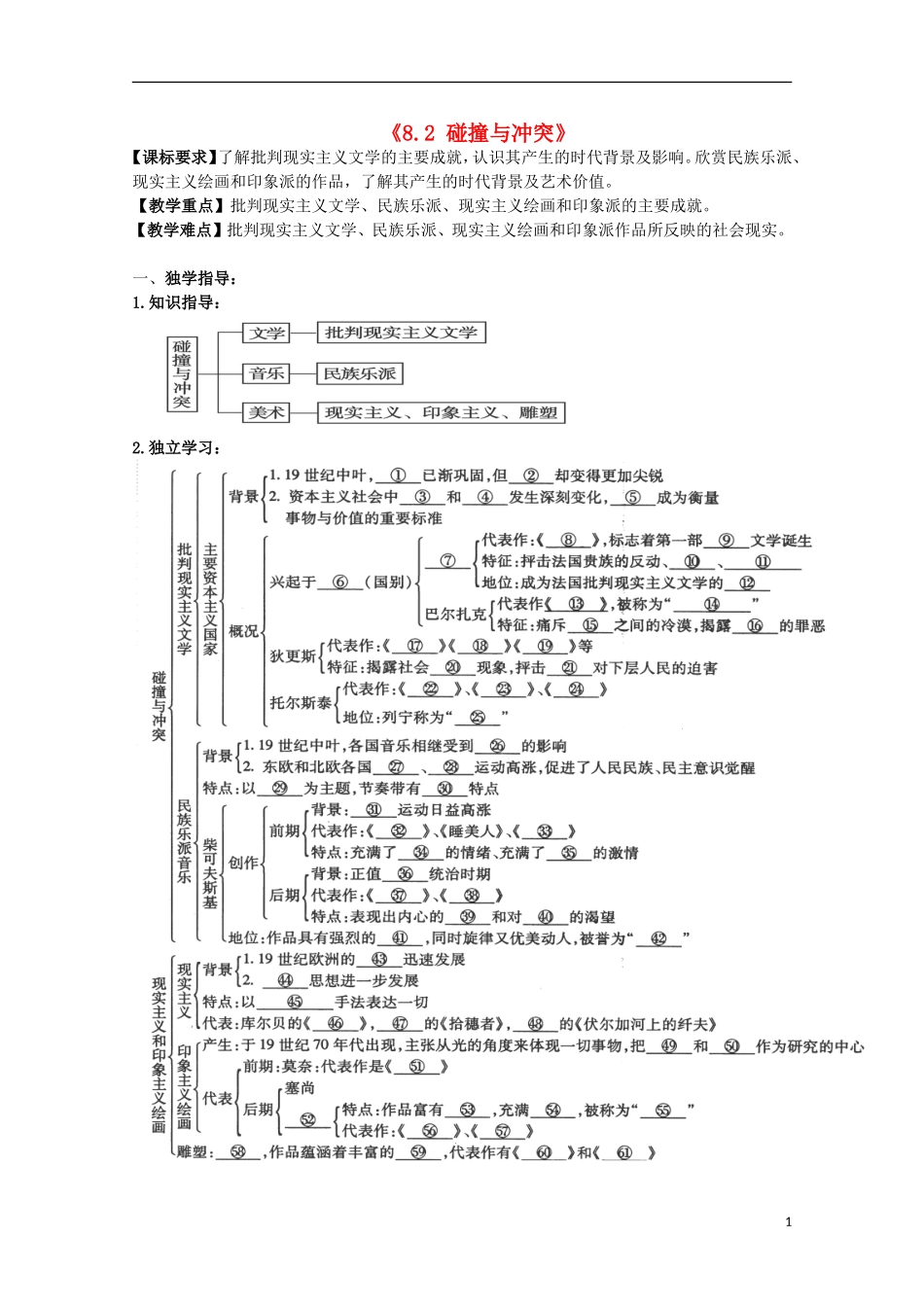 重庆市江津五中高中历史《8.2 碰撞与冲突》教案 人民版必修3_第1页