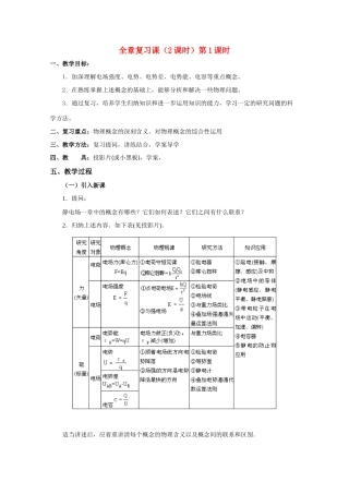 高中物理 电场全章复习课1教案 人教版第二册