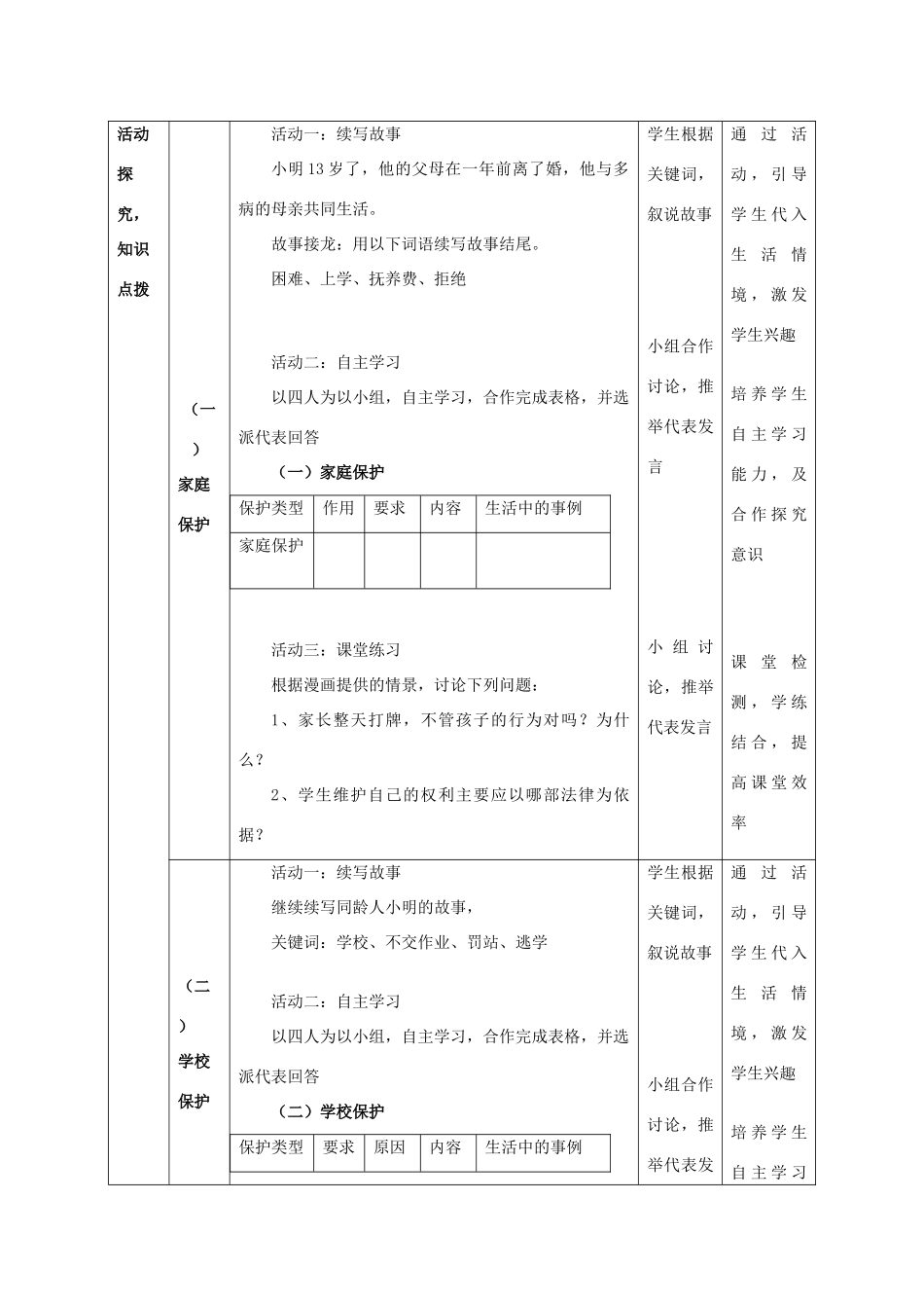 七年级政治上册 特殊的保护特殊的爱教学设计 人教新课标版教材_第3页