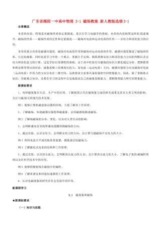 广东省揭阳一中高中物理 3-1 磁场教案 新人教版选修3-1