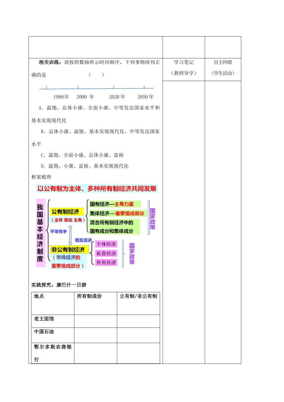 内蒙古鄂尔多斯市中考政治一轮复习 九年级 第七课学案-人教版初中九年级全册政治学案_第3页