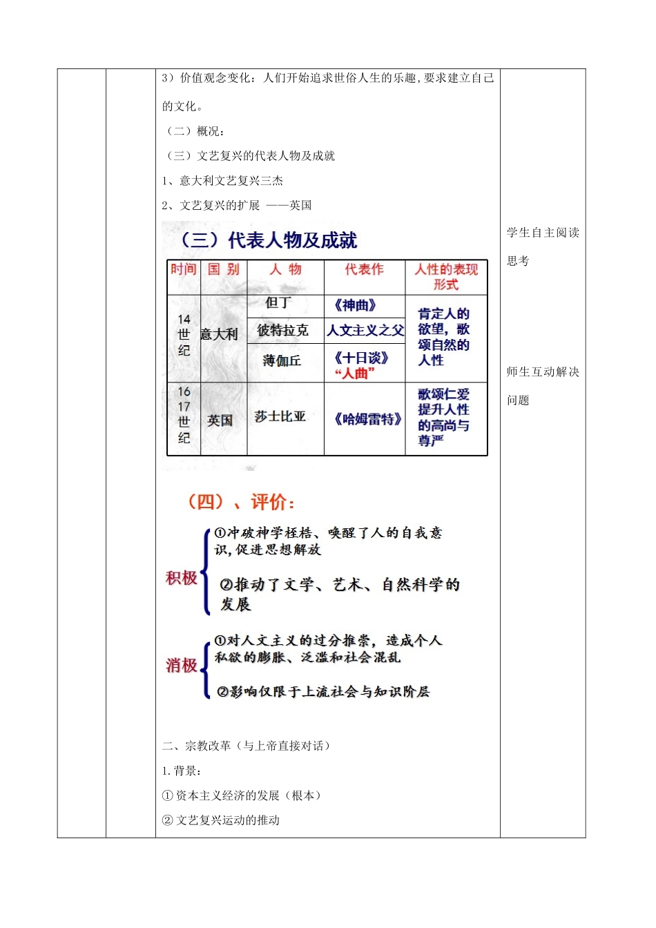 四川省宜宾市一中高二历史《神权下的自我》教学设计-人教版高二全册历史教案_第2页