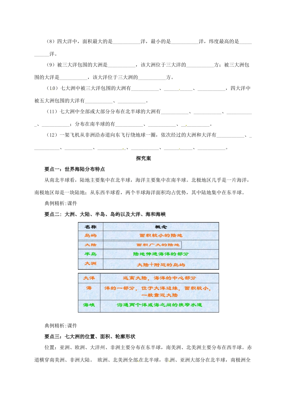 辽宁省凌海市七年级地理上册 第2章 陆地和海洋章末复习导学案 （新版）新人教版-（新版）新人教版初中七年级上册地理学案_第2页