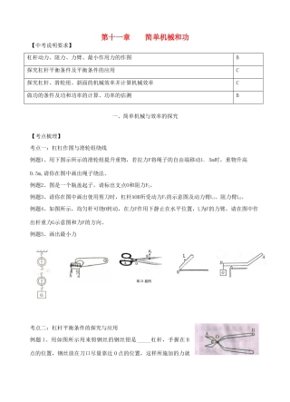 中考物理 第十一章 简单机械和功复习学案 （新版）苏科版-（新版）苏科版初中九年级全册物理学案