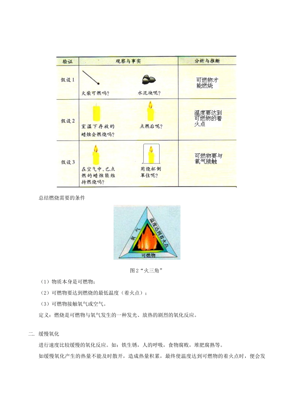 2011-2012学年九年级化学 3.3 燃烧条件与灭火原理教案  粤教版_第2页