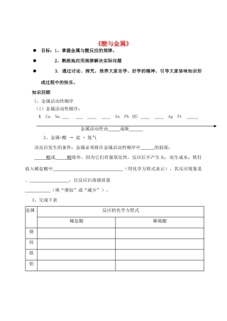 中考化学 酸与金属学案