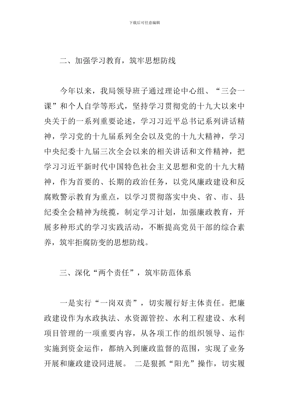 水利局2024年度全面从严治党主体责任工作报告_第2页