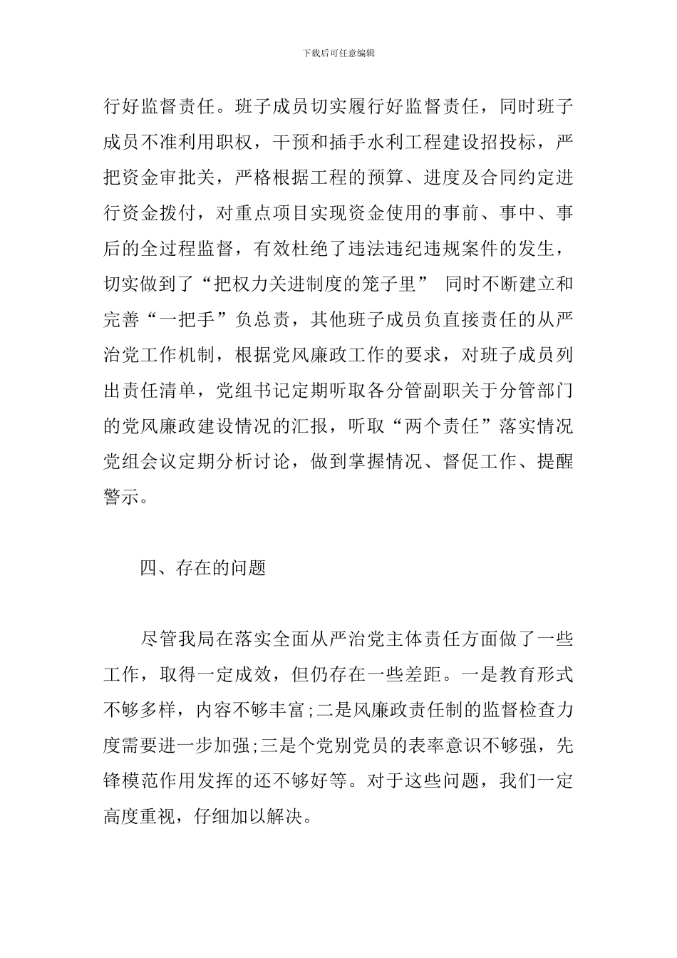 水利局2024年度全面从严治党主体责任工作报告_第3页