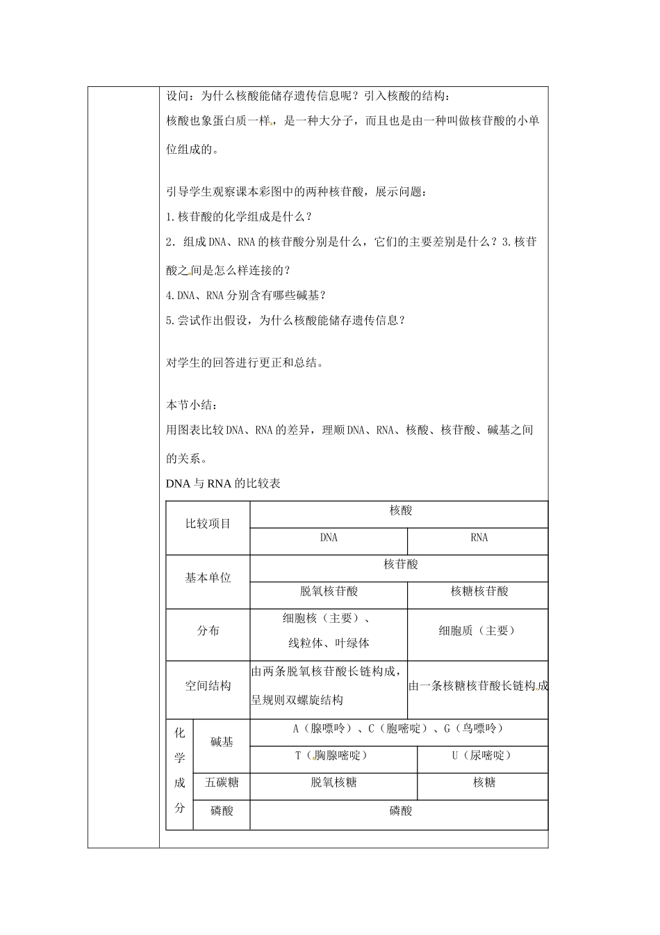 云南省师范大学五华区实验中学高中生物 第二章 组成细胞的分子 第三节 遗传信息的携带者 核酸教案 新人教版必修1_第2页