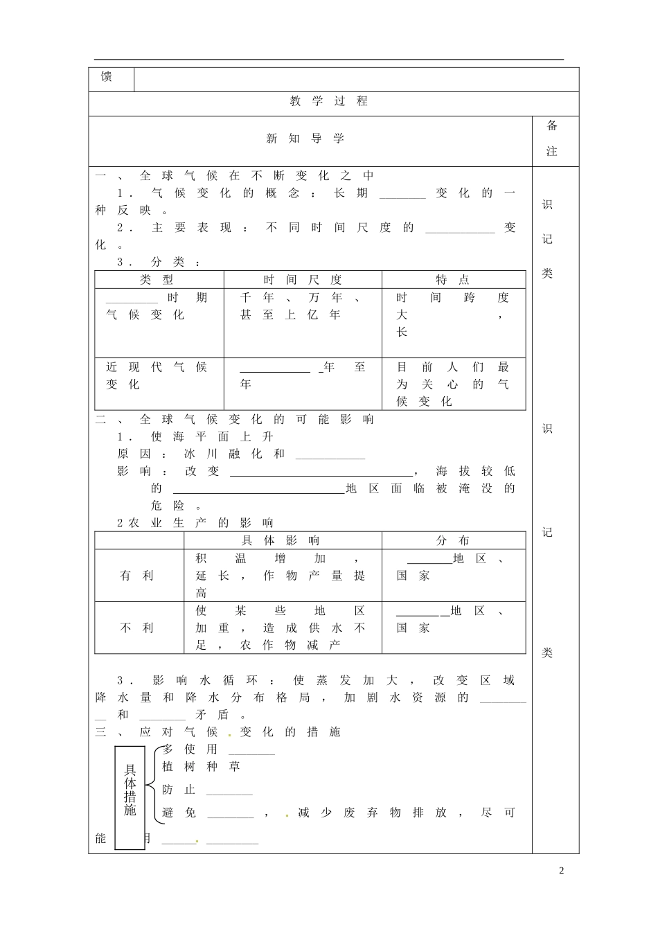 陕西省澄城县寺前中学高一地理 全球气候变化教案_第2页