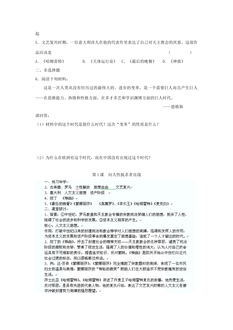 江苏省高邮市车逻初级中学九年级历史上册 第1课向人性扼杀者宣战修订导学案 北师大版_第3页