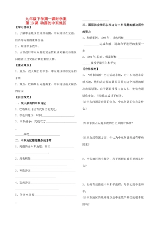 山东省刘庄中学九年级历史下册 第13课 动荡的中东地区学案（无答案） 人教新课标版