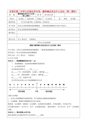 山东省东营市第二中学九年级化学下册 酸和碱会发生什么反应第二课时学案 人教新课标版