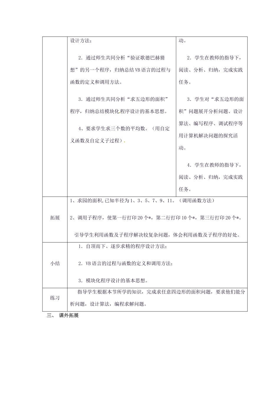 高中信息技术 2.5 模块化程序设计教案-人教版高中全册信息技术教案_第3页
