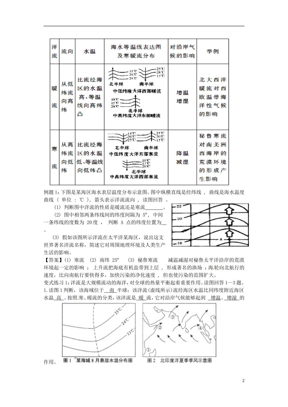 云南省陇川县第一中学高一地理 2.3水圈和水循环2教学设计_第2页